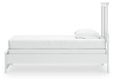 Bostwick Shoals Twin Panel Bed with Mirrored Dresser and Chest in White from Ashley - Luna Furniture
