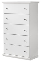 Bostwick Shoals Twin Panel Bed with Mirrored Dresser and Chest in White from Ashley - Luna Furniture