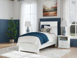 Bostwick Shoals Twin Panel Bed with Mirrored Dresser and Chest in White from Ashley - Luna Furniture