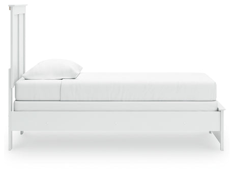 Bostwick Shoals Twin Panel Bed with Mirrored Dresser in White from Ashley - Luna Furniture