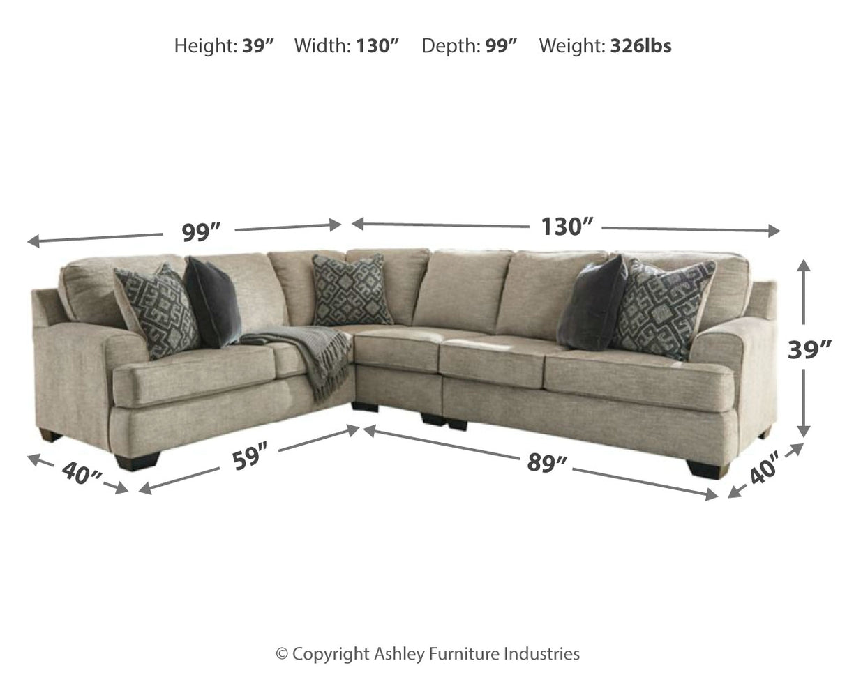 Bovarian Stone 3-Piece Sectional with Ottoman from Ashley - Luna Furniture