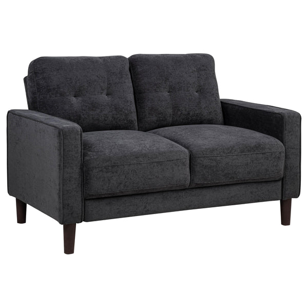 Bowen Gray Fabric Upholstered Track Arm Loveseat
