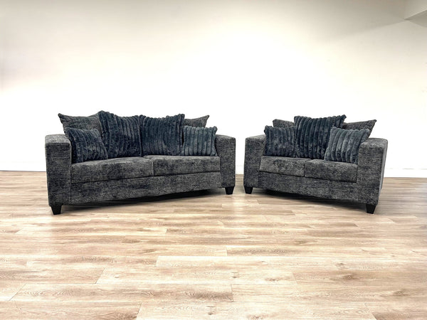 Bozo Charcoal Sofa and Loveseat