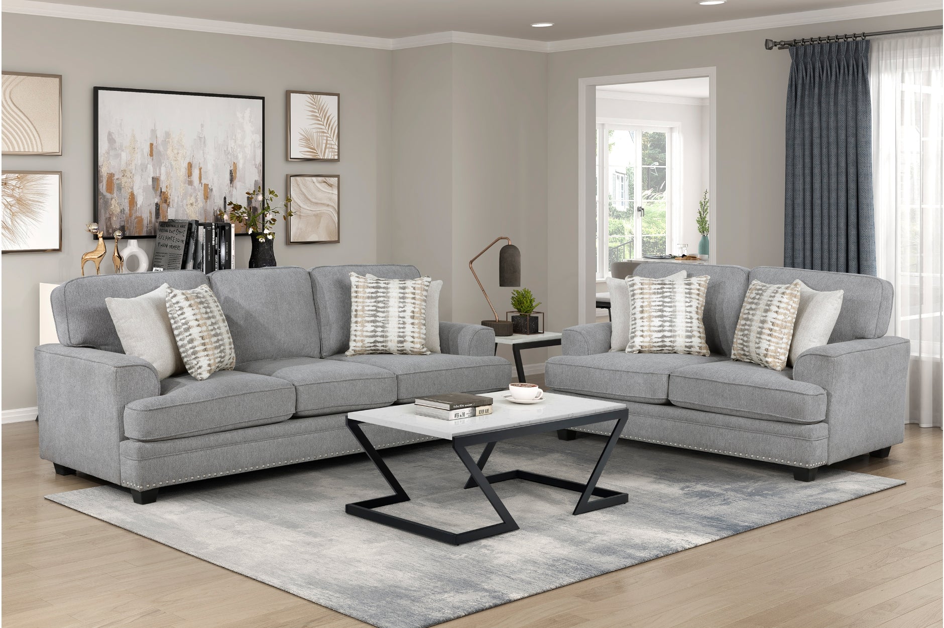 Homelegance 9648GY-3 Sofa - Luna Furniture
