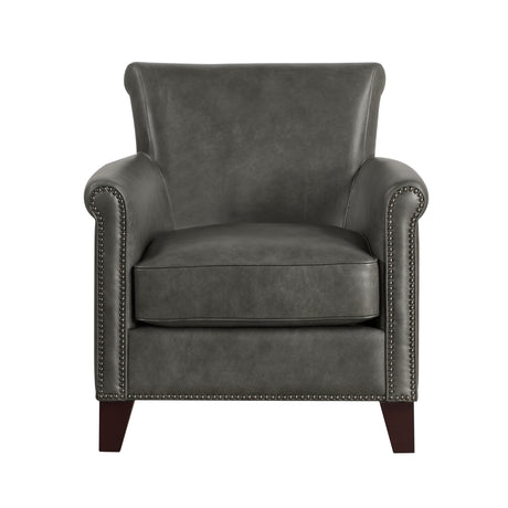 Braintree Gray Top-Grain Leather Accent Chair from Homelegance - Luna Furniture