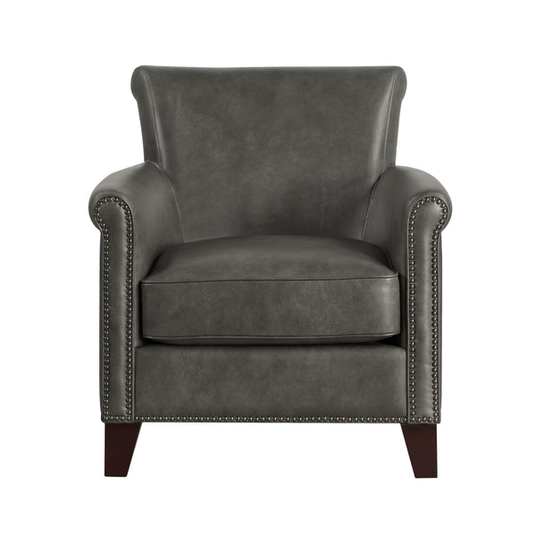 Braintree Gray Top-Grain Leather Accent Chair