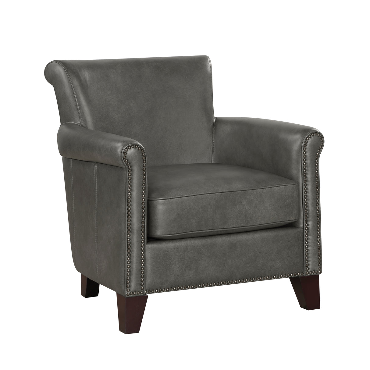Braintree Gray Top-Grain Leather Accent Chair from Homelegance - Luna Furniture