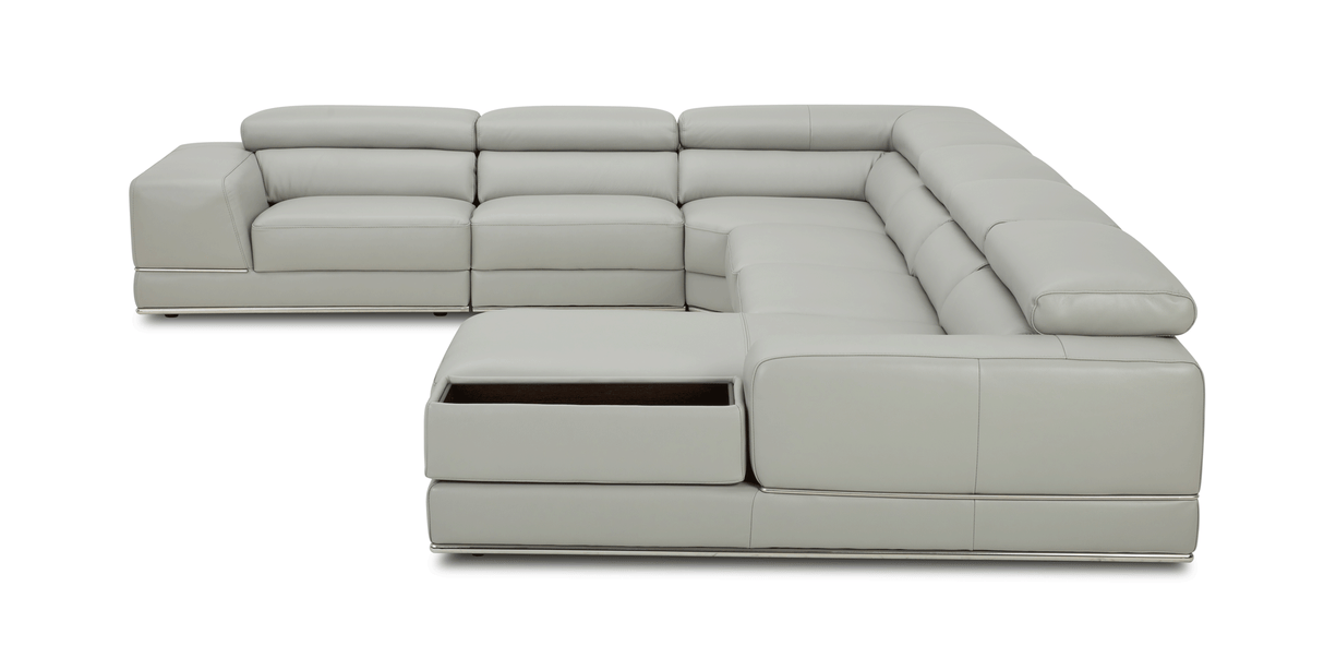 1576 Kuka Light Gray Top-Grain Leather RAF Chaise Sectional from ESF Furniture - Luna Furniture
