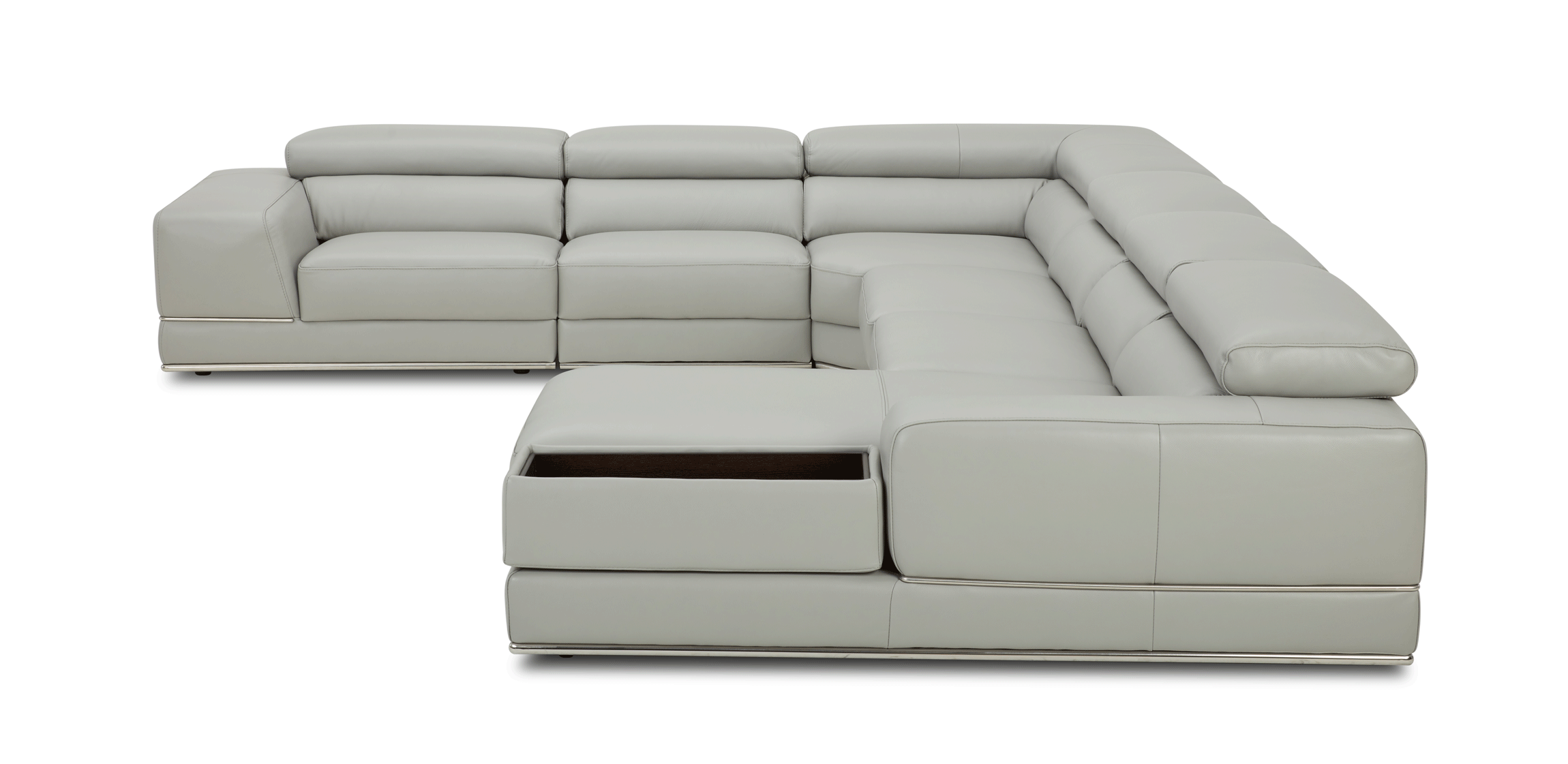 1576 Kuka Light Gray Top-Grain Leather RAF Chaise Sectional from ESF Furniture - Luna Furniture