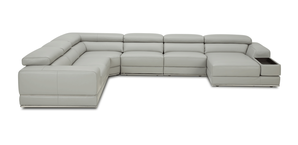 1576 Kuka Light Gray Top-Grain Leather RAF Chaise Sectional from ESF Furniture - Luna Furniture