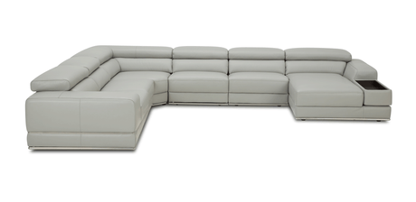 1576 Kuka Light Gray Top-Grain Leather RAF Chaise Sectional from ESF Furniture - Luna Furniture