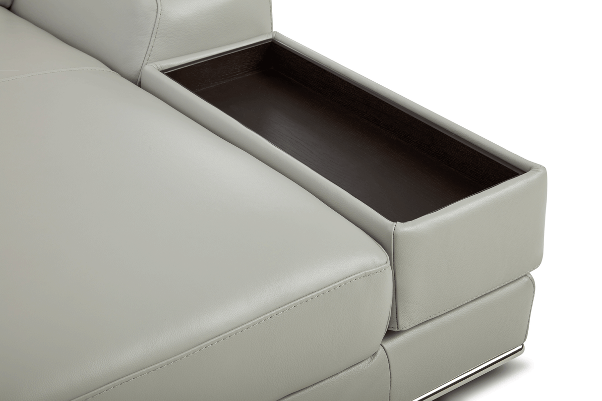 1576 Kuka Light Gray Top-Grain Leather RAF Chaise Sectional from ESF Furniture - Luna Furniture