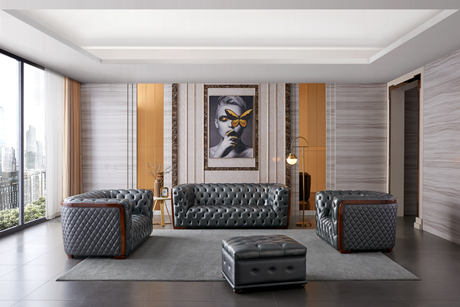 415 Gray Top-Grain Leather Chair from ESF Furniture - Luna Furniture