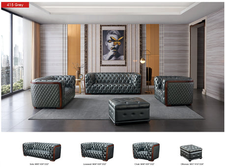 415 Gray Top-Grain Leather Chair from ESF Furniture - Luna Furniture