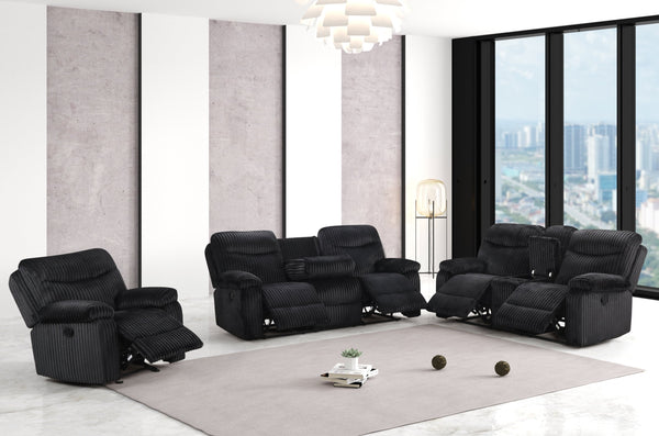 Bravo Black 3-Piece Reclining Living Room Set
