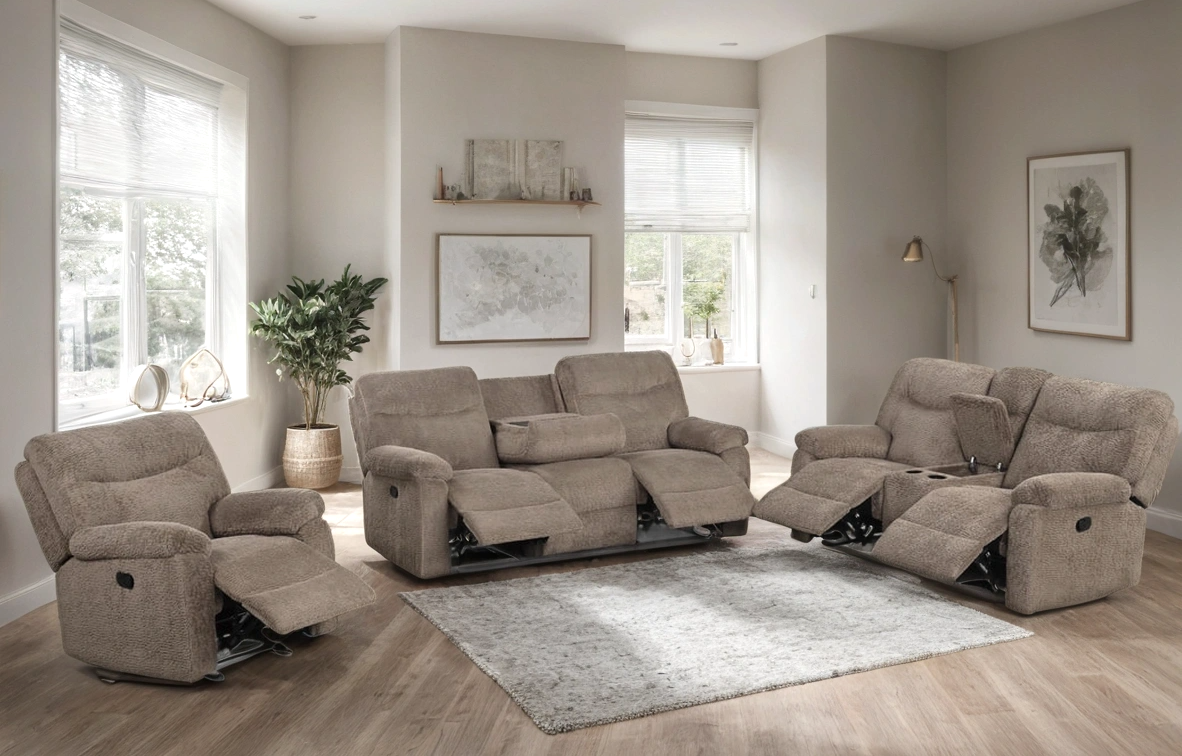 Bravo Mocha 3-Piece Reclining Set from Happy Homes - Luna Furniture