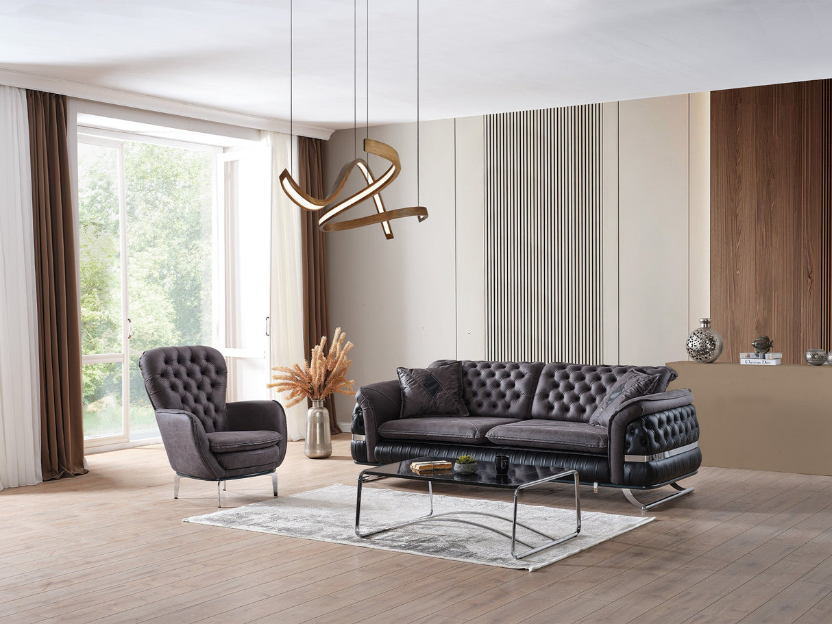 Bravo 3-pieces (Sofa & Loveseat & Chair) Livingroom Set in Black from Furnia - Luna Furniture