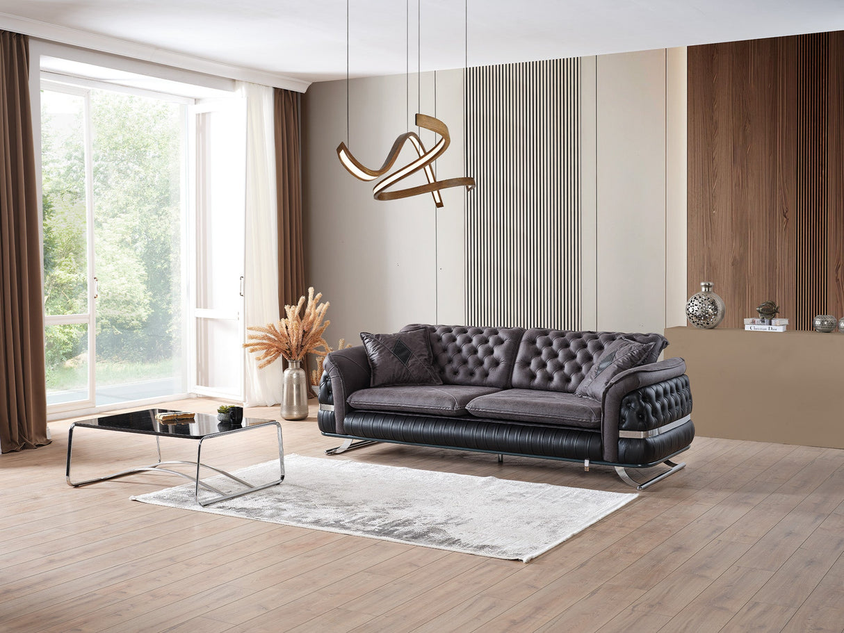 Bravo 3-pieces (Sofa & Loveseat & Chair) Livingroom Set in Black from Furnia - Luna Furniture