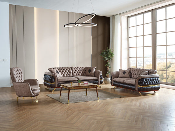 Bravo 3-pieces (Sofa & Loveseat & Chair) Livingroom Set in Brown