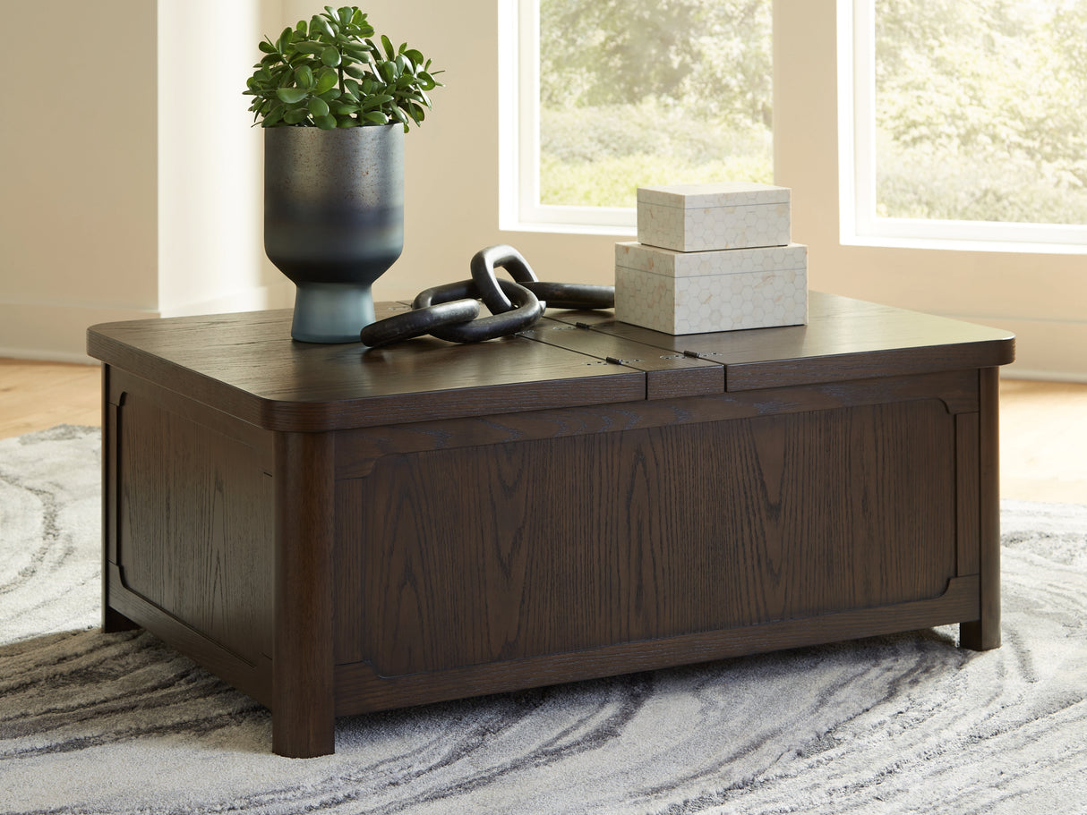 Breckington Dark Brown Coffee Table With Storage from Ashley - Luna Furniture