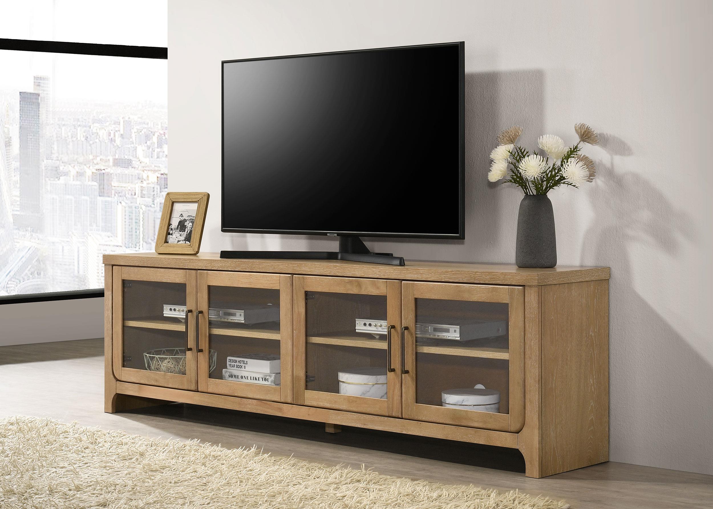 Coaster Brenham Light Oak 79-inch 4-Door TV Stand Media Console