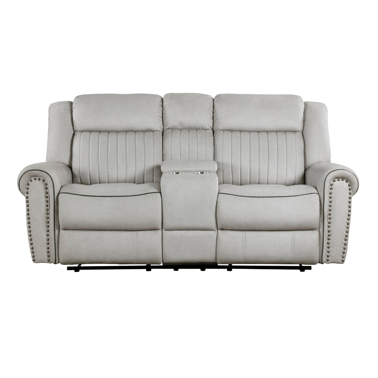 Brennen Mist Double Reclining Loveseat with Center Console from Homelegance - Luna Furniture