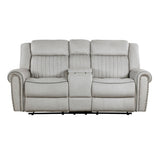 Brennen Mist Double Reclining Loveseat with Center Console from Homelegance - Luna Furniture