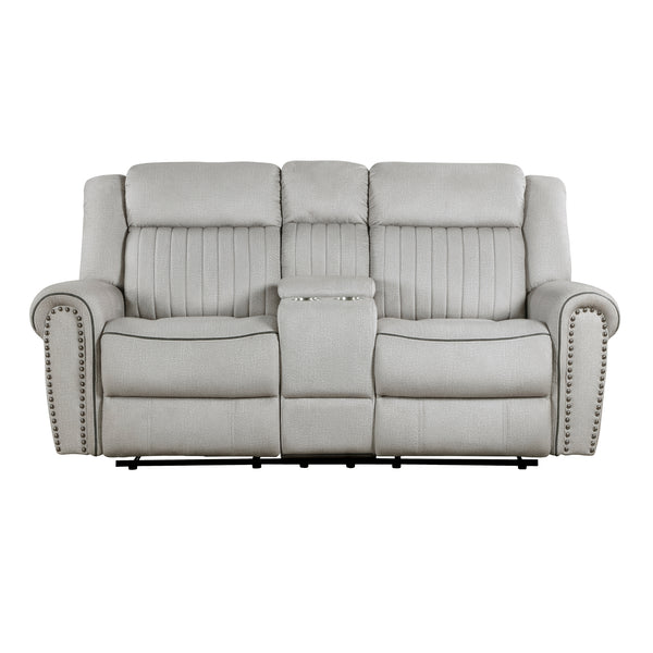 Brennen Mist Double Reclining Loveseat with Center Console