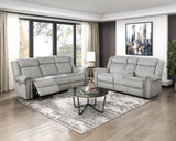 Brennen Mist Power Double Reclining Loveseat with Center Console from Homelegance - Luna Furniture