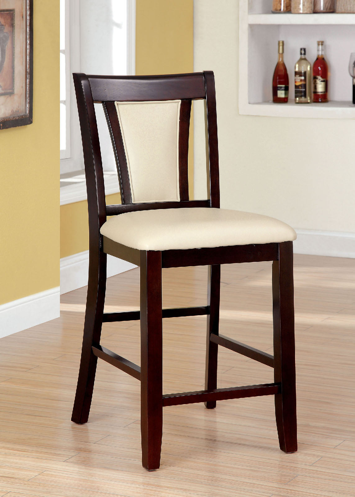 Brent Dark Cherry/Ivory Counter Height Chair from Furniture of America - Luna Furniture