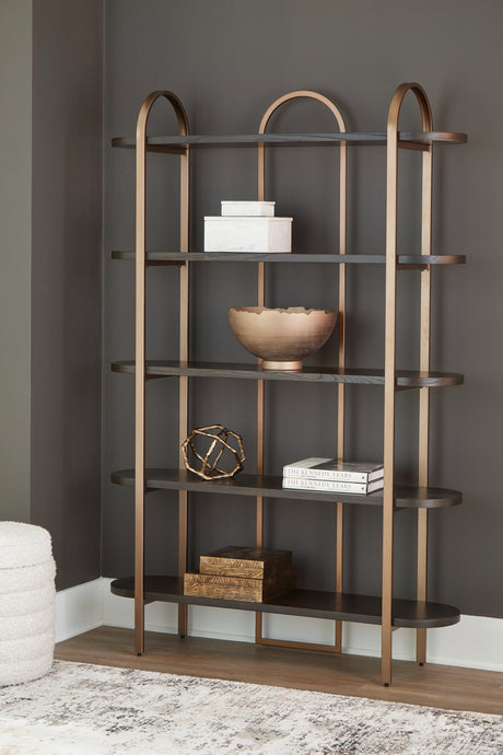 Brentmour Brown/Gold Finish Bookcase from Ashley - Luna Furniture