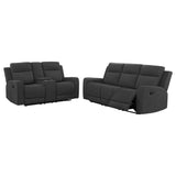 Brentwood Dark Charcoal 2-Piece Upholstered Motion Reclining Sofa Set from Coaster - Luna Furniture