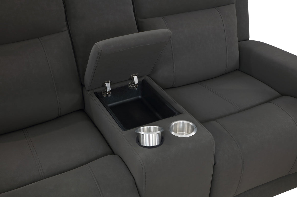 Brentwood Dark Charcoal 2-Piece Upholstered Motion Reclining Sofa Set from Coaster - Luna Furniture