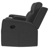 Brentwood Dark Charcoal Upholstered Motion Reclining Loveseat with Console from Coaster - Luna Furniture