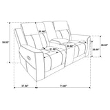 Brentwood Dark Charcoal Upholstered Motion Reclining Loveseat with Console from Coaster - Luna Furniture