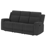 Brentwood Dark Charcoal Upholstered Motion Reclining Sofa from Coaster - Luna Furniture