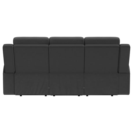 Brentwood Dark Charcoal Upholstered Motion Reclining Sofa from Coaster - Luna Furniture