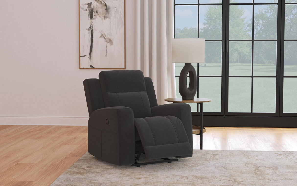 Brentwood Dark Charcoal Upholstered Recliner Chair from Coaster - Luna Furniture