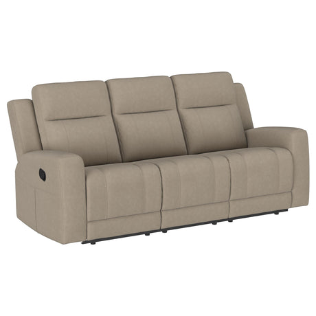 Brentwood Taupe Upholstered Motion Reclining Sofa from Coaster - Luna Furniture