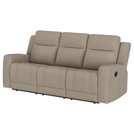 Brentwood Taupe Upholstered Motion Reclining Sofa from Coaster - Luna Furniture