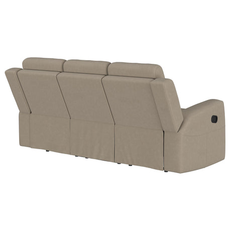 Brentwood Taupe Upholstered Motion Reclining Sofa from Coaster - Luna Furniture