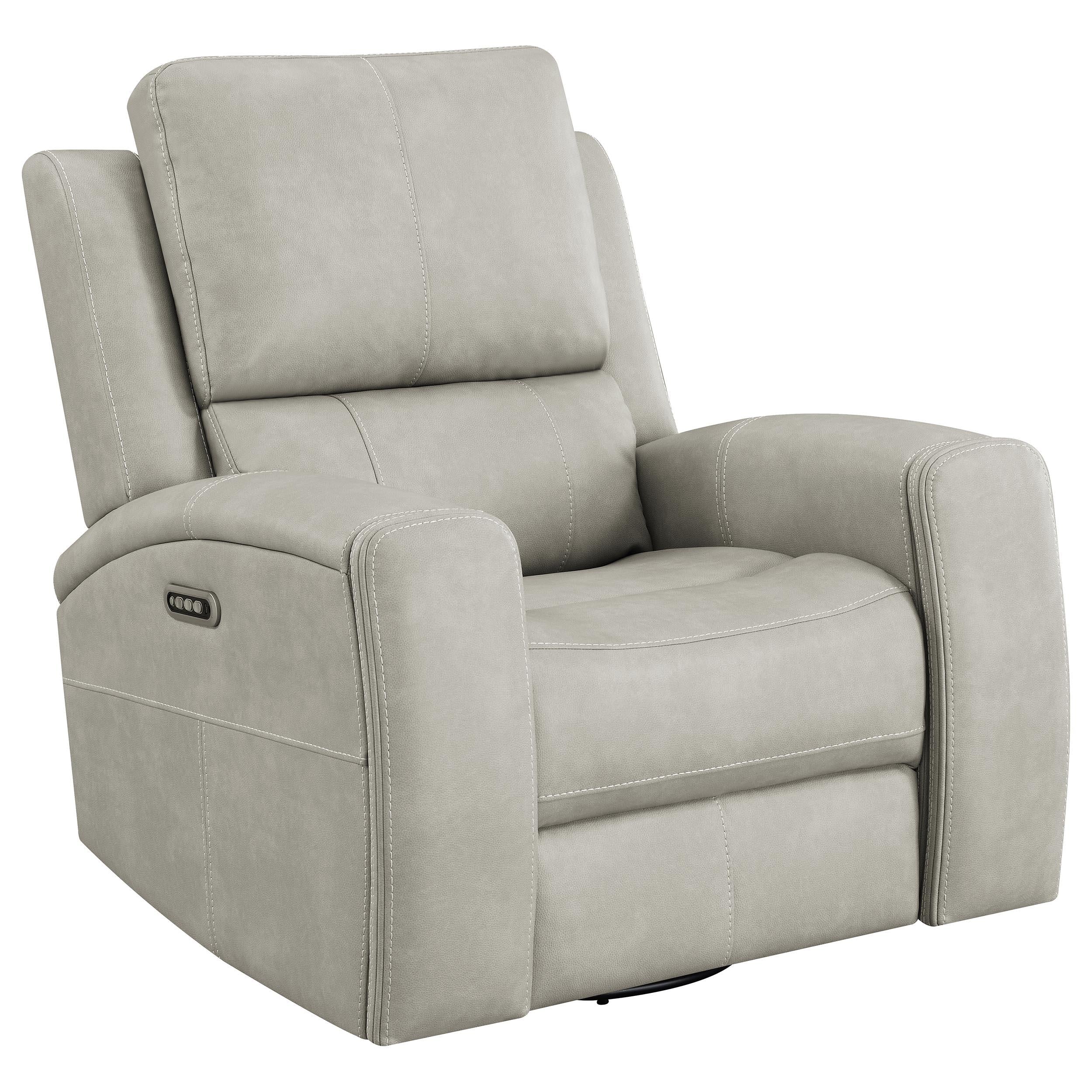 Brickston Gray Triple Power Swivel Glider Recliner – Luna Furniture