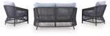 Bridges Beach Gray Outdoor Love/Chairs/Table Set (Set of 4) from Ashley - Luna Furniture