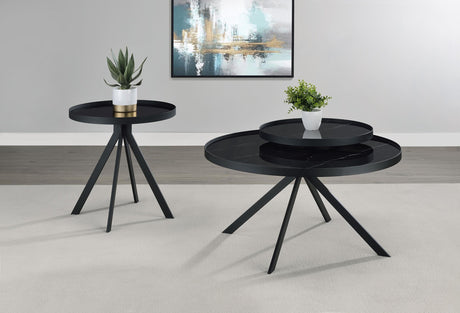 Briggs Black 2-Piece Round Coffee and End Table Set from Coaster - Luna Furniture