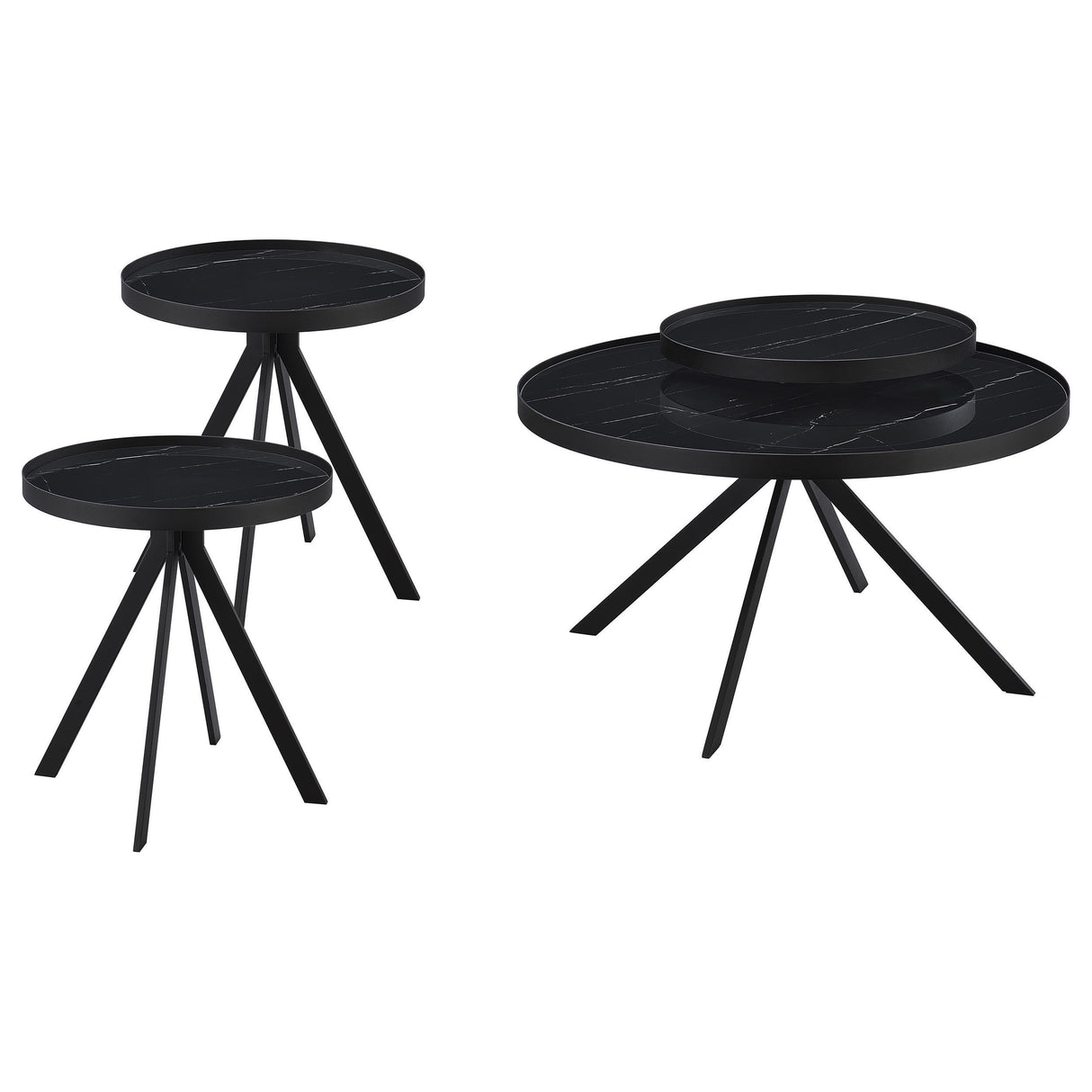 Briggs Black 3-Piece Round Coffee and End Table Set from Coaster - Luna Furniture