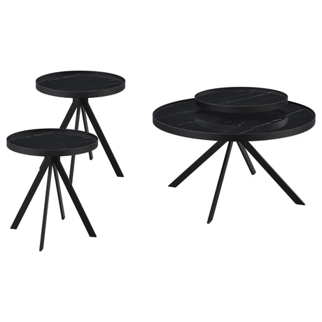 Briggs Black 3-Piece Round Coffee and End Table Set from Coaster - Luna Furniture