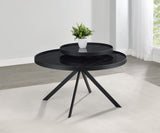 Briggs Black Round Marble Printed Glass Top Coffee Table from Coaster - Luna Furniture