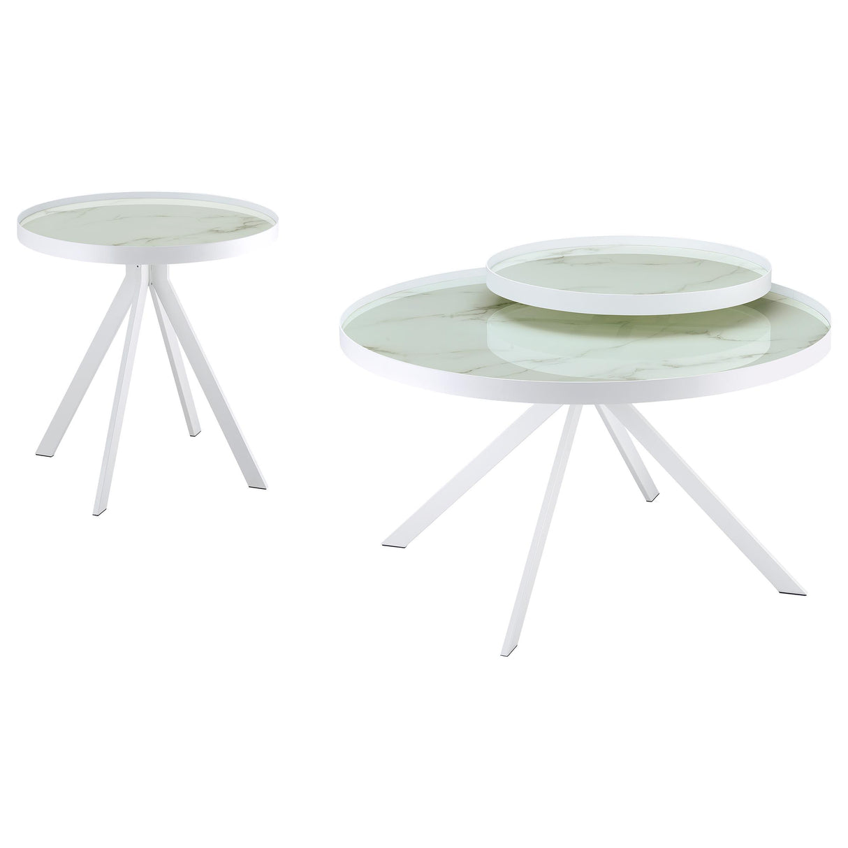 Briggs White 2-Piece Round Coffee and End Table Set from Coaster - Luna Furniture