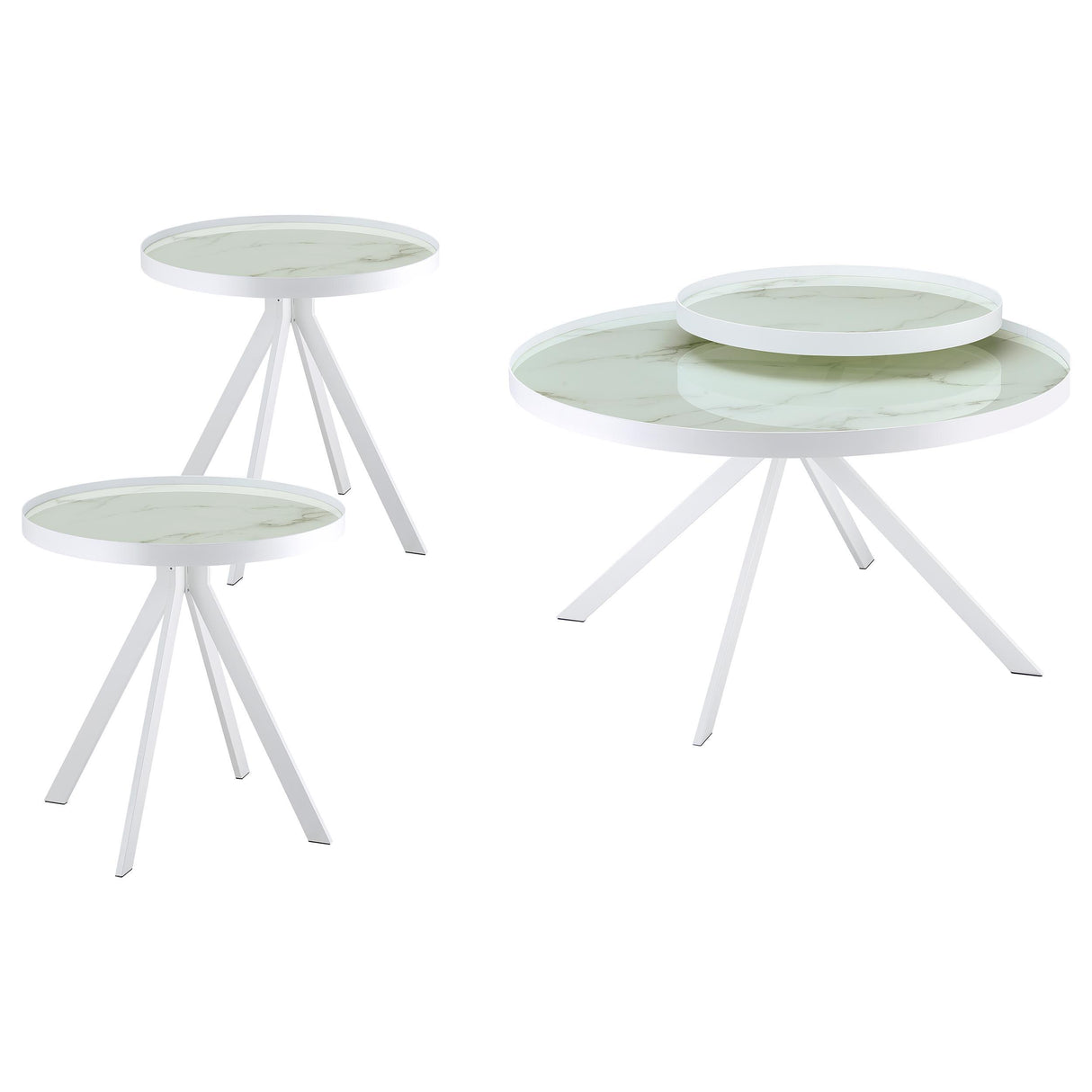 Briggs White 3-Piece Round Coffee and End Table Set from Coaster - Luna Furniture
