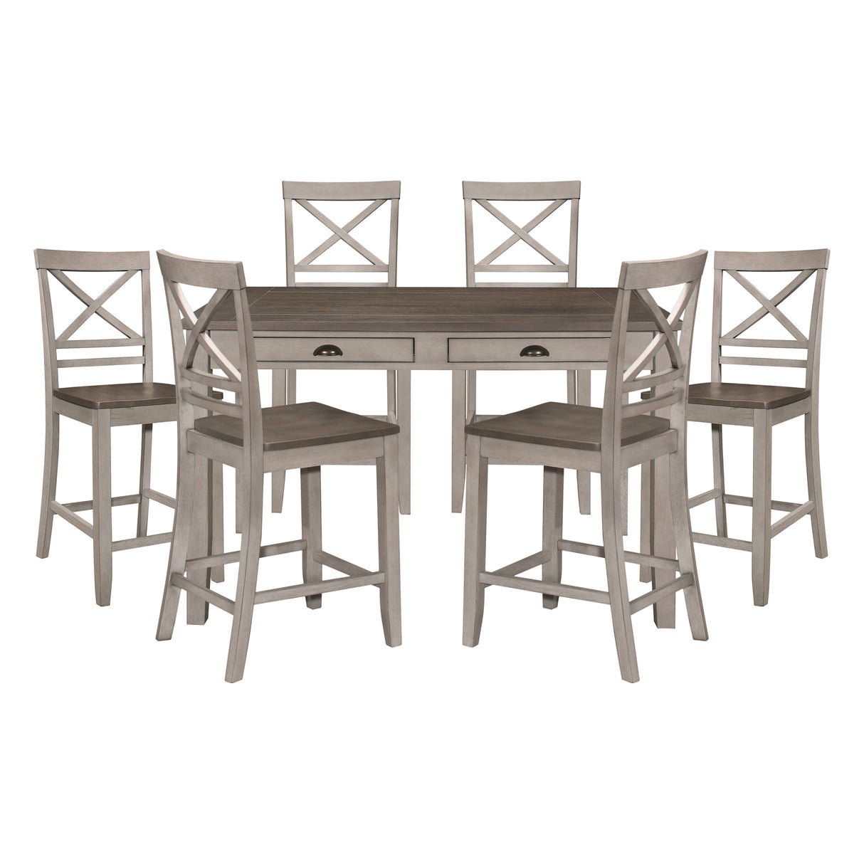 Brightleaf Brown/Light Gray 7-Piece 60" Counter Height Set from Homelegance - Luna Furniture